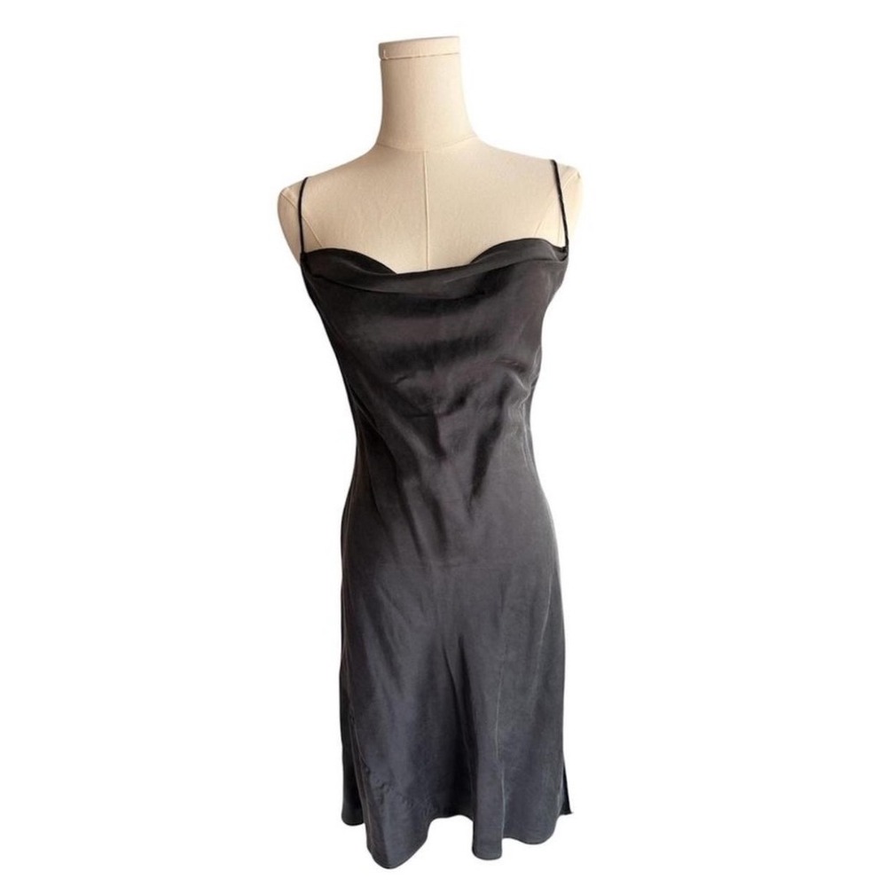 Victorias Secret Silk Slip Dress Black Cowl Neck Mini Small